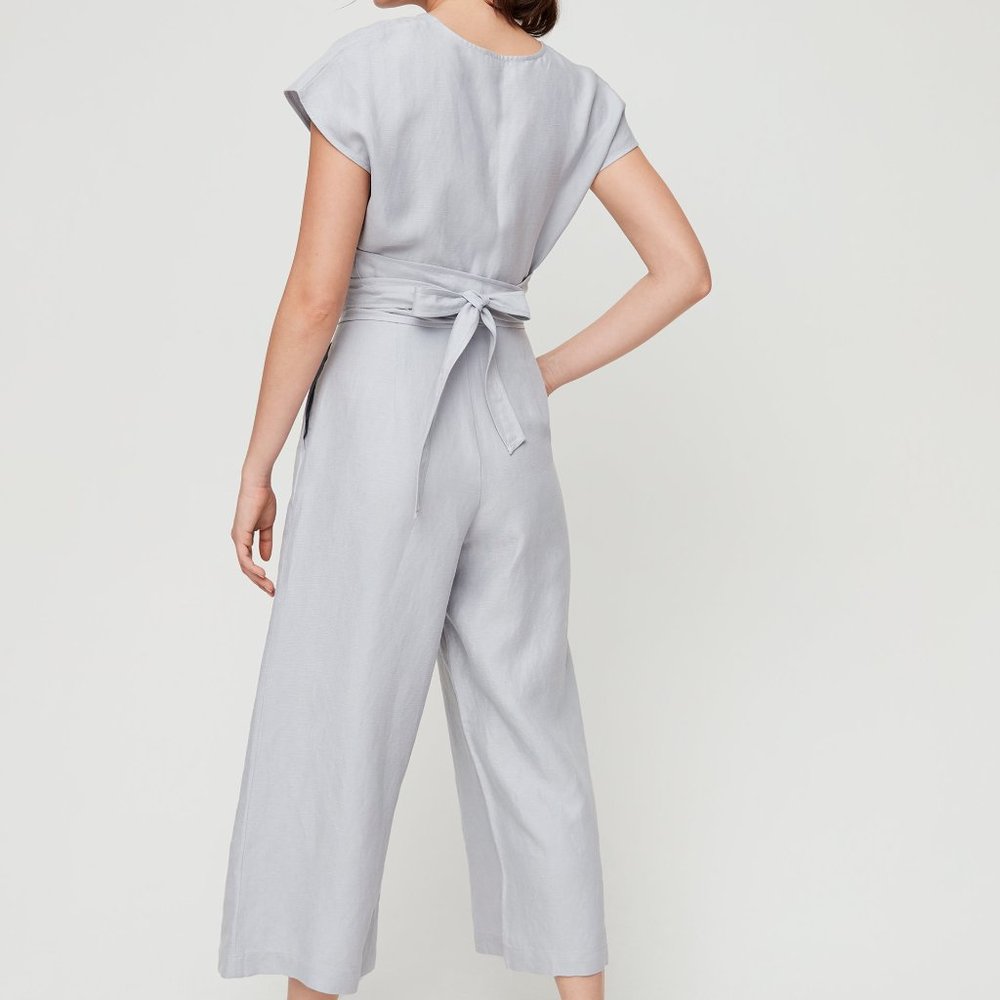 Aritzia Wilfred Brax Wrap Tie Jumpsuit Pearl Grey - Picture 3 of 7